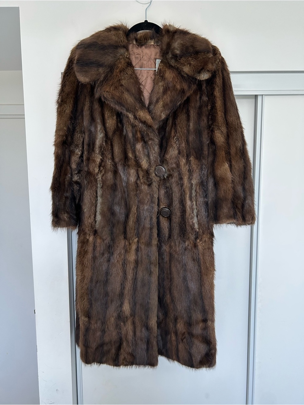Vintage Real Fur Coat Full Length Muskrat Fur Mob Wife Aesthetic